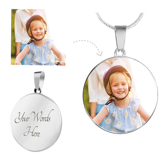 "A Father's Heart" Buyer Upload Circle Necklace with Engraving